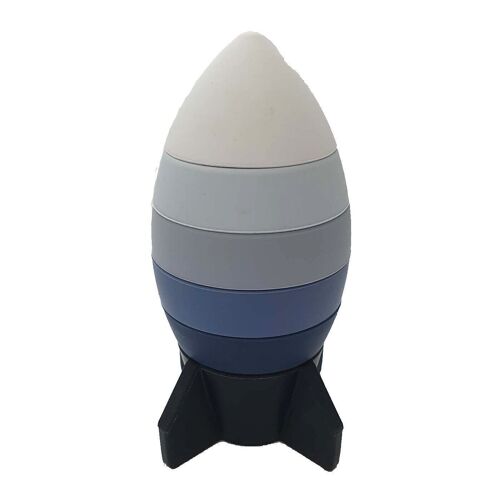 Silicone stacking toy rocket blue