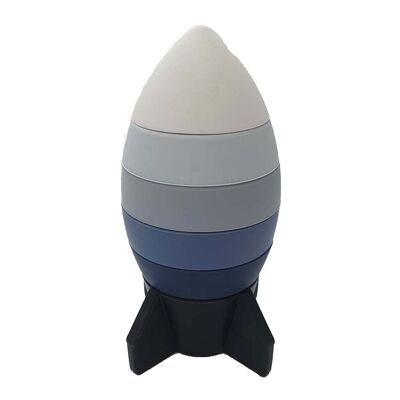 Silicone stacking toy rocket blue