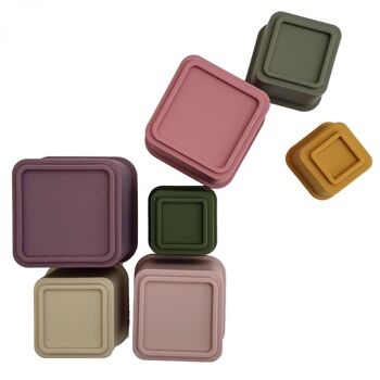 Gobelets carrés en silicone pour jouets empilables 4