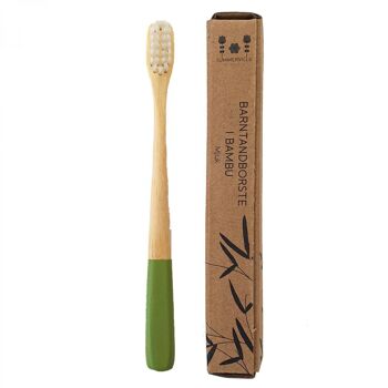 Brosse à dents en bambou pour enfants vert 3