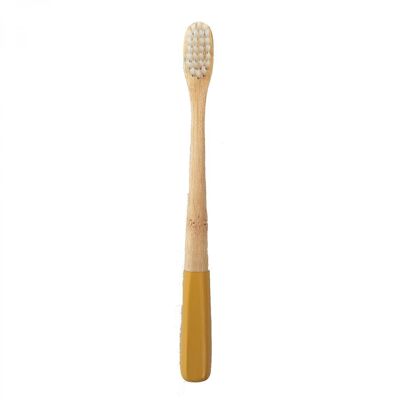 Kids bamboo toothbrush yellow