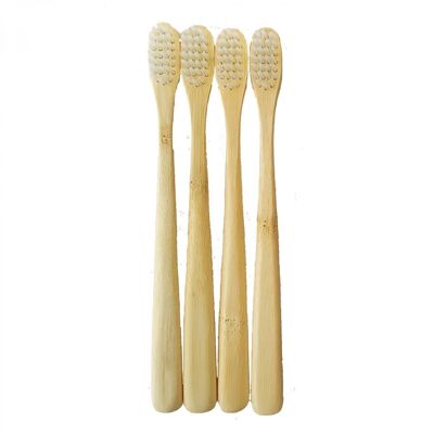 Spazzolino da denti per bambini in bambù naturale, confezione da 4