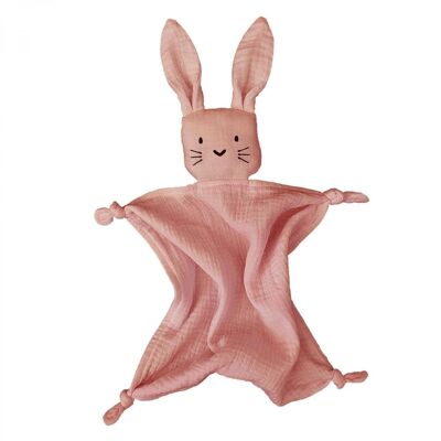 Doudou lapin bio mauve pâle GOTS