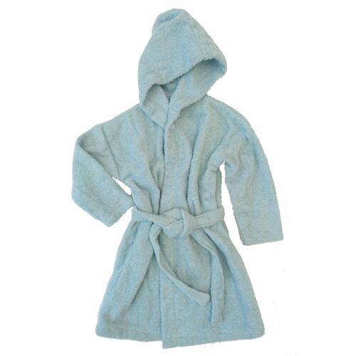 Organic bath robe ice blue 122/128 GOTS
