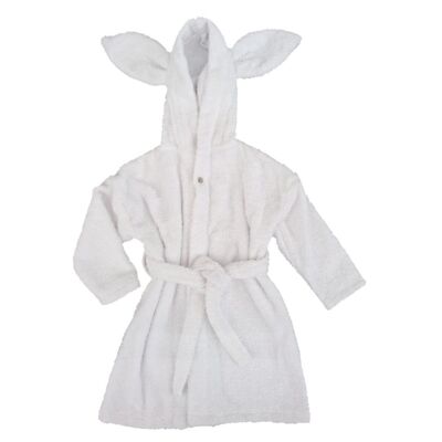 Peignoir bébé bio lapin blanc 74/80 GOTS