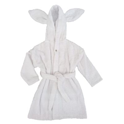 Organic bath robe rabbit white 122/128 GOTS