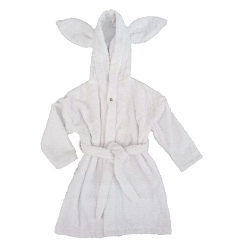 Organic bath robe rabbit white 134/140 GOTS