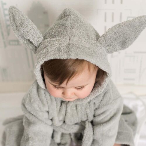 Organic bath robe rabbit silver gray 86/92 GOTS