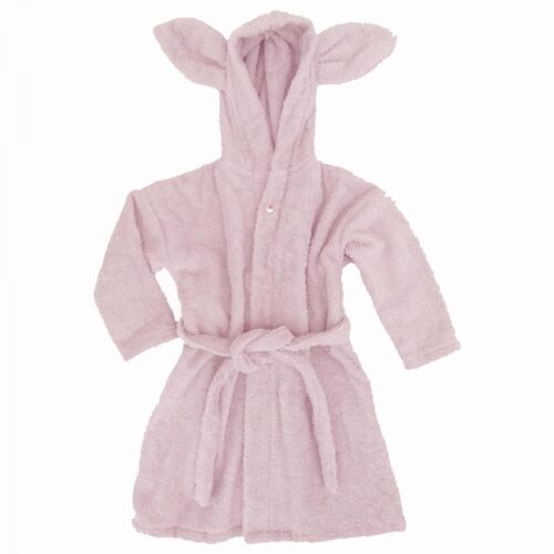 Organic baby bath robe rabbit pink 74/80 GOTS