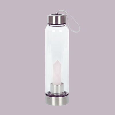 Rose quartz purifying glass crystal water bottle / sku025