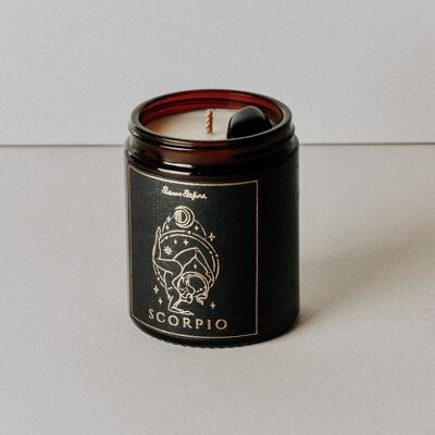 Scorpio Zodiac Crystal Candle - Dark Honey & Tobacco - No Thanks / SKU051