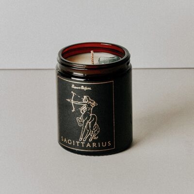 Sagittarius Zodiac Crystal Candle - Dark Honey & Tobacco - No Thanks / SKU063