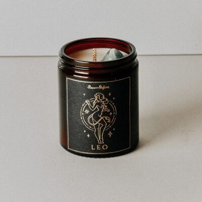 Leo Zodiac Crystal Candle - Dark Honey & Tobacco - No Thanks / SKU099