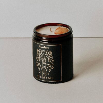 Gemini Zodiac Crystal Candle - Dark Honey & Tobacco - No Thanks / SKU111