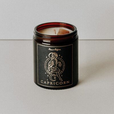 Capricorn Zodiac Crystal Candle - Dark Honey & Tobacco - No Thanks / SKU123