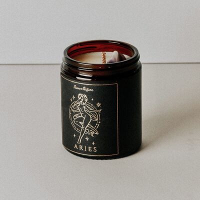 Aries Zodiac Crystal Candle - White Musk & Amber - No Thanks / SKU155