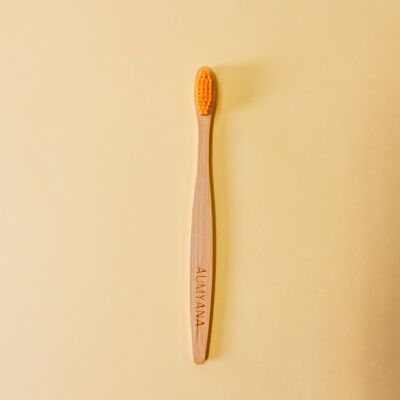 Yellow child bamboo toothbrush