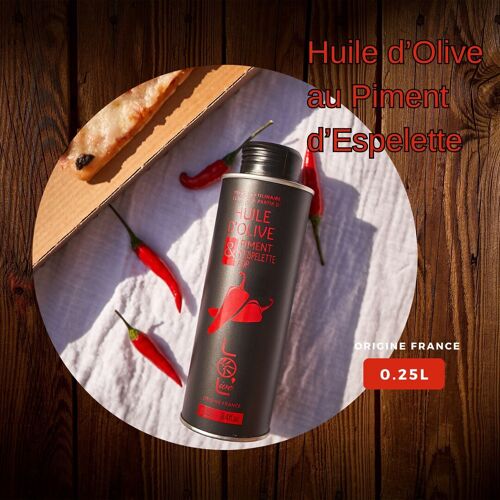 Huile d'olive Piment Espelette AOP 0.25L - France / Provence