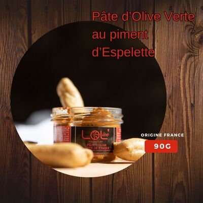 Green olive paste Tomato and Espelette pepper 90gr - Spread - France / Provence