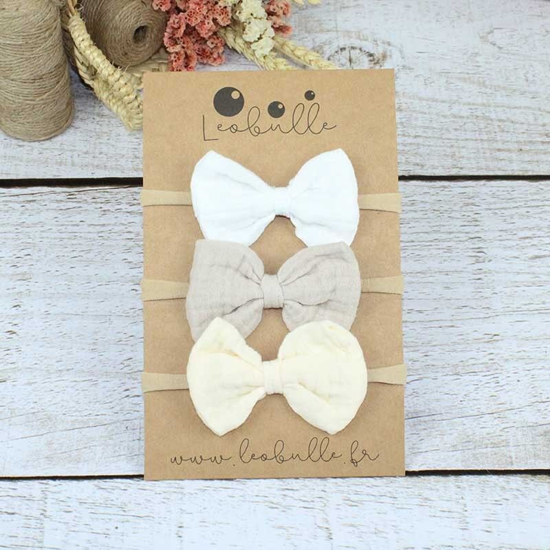 Bandeaux Bébé - Lots de 3 Noeuds Nude