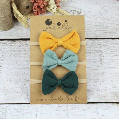 Baby Headbands - Packs of 3 Bows Green