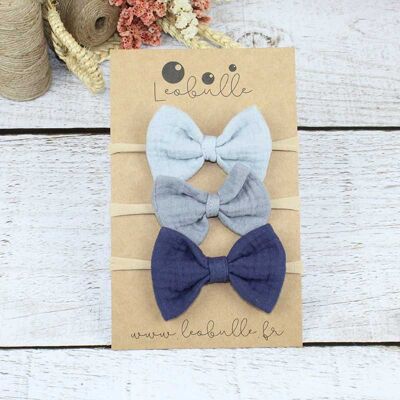 Baby Headbands - Packs of 3 Blue Bows