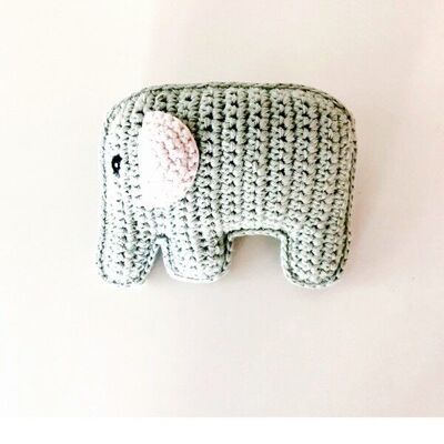 Hochet éléphant en crochet pour bébé, couleur sarcelle