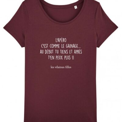 Round neck t-shirt Aperitif is like organic sheathing, organic cotton, burgundy