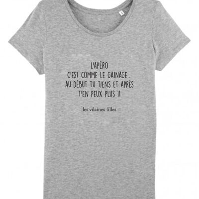 Round neck T-shirt Aperitif is like organic sheathing, organic cotton, heather gray