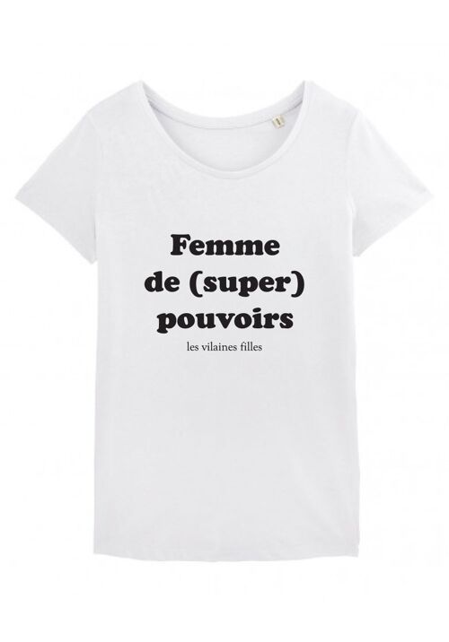 Tee-shirt col rond Femme de super pouvoirs bio, coton bio, blanc