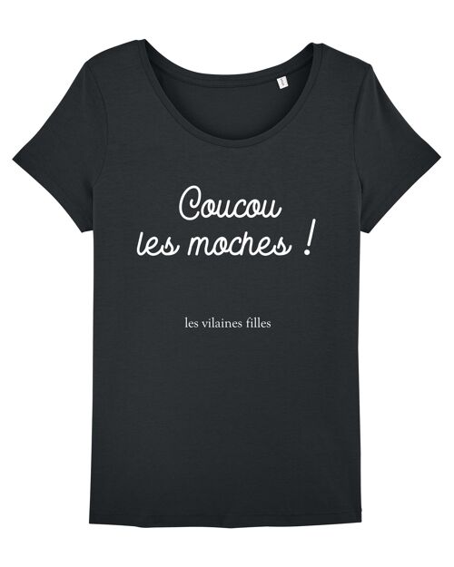 Tee-shirt col rond Coucou les moches bio, coton bio, noir