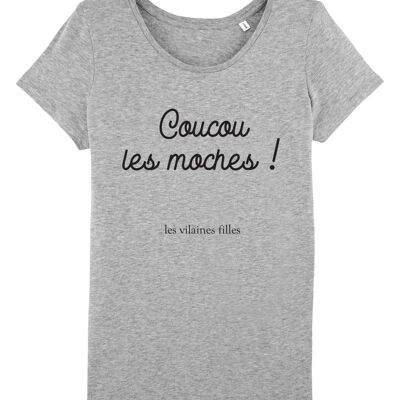 Tee-shirt col rond Coucou les moches bio, coton bio, gris chiné