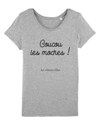 Tee-shirt col rond Coucou les moches bio, coton bio, gris chiné