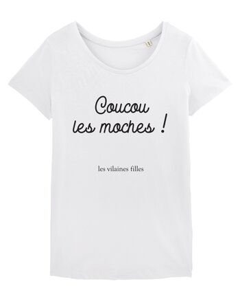 Tee-shirt col rond Coucou les moches bio, coton bio, blanc