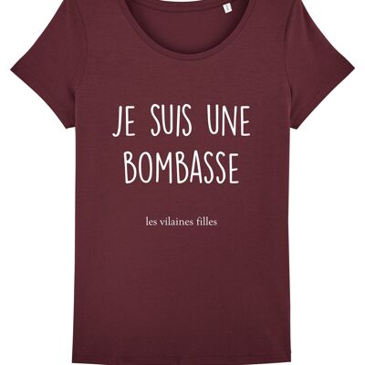 Rundhals-T-Shirt Ich bin ein Bio-Hottie, Bio-Baumwolle, Burgund