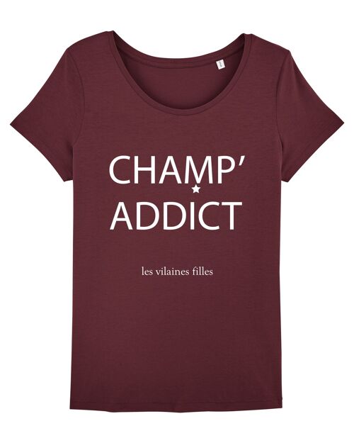 Tee-shirt col rond champ' addict bio, coton bio, Bordeaux