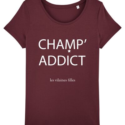 T-shirt round neck field 'addict bio, organic cotton, Bordeaux