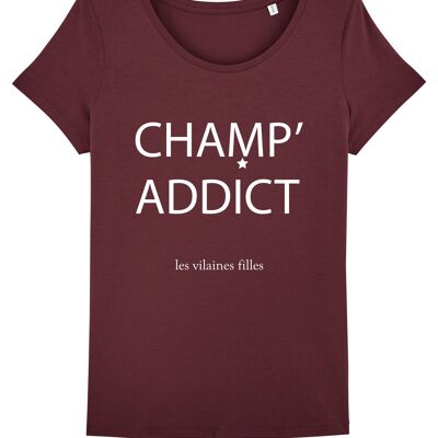T-shirt girocollo campione 'addict organico, cotone biologico, Bordeaux