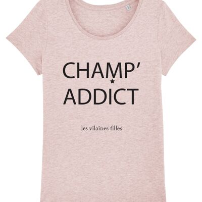 T-shirt round neck field 'addict bio, organic cotton, Heather pink