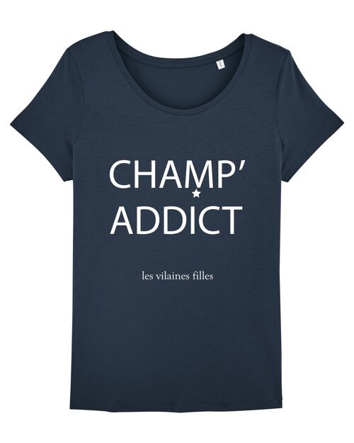 Tee-shirt col rond champ' addict bio, coton bio, bleu marine