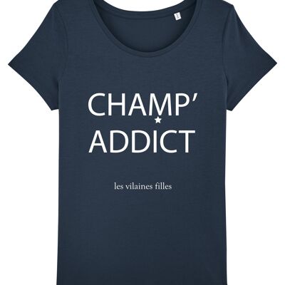 T-shirt girocollo champ 'addict organico, cotone biologico, blu navy