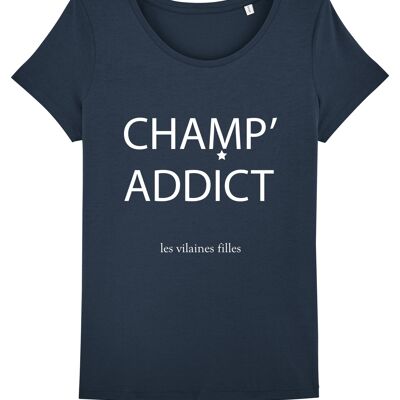 T-shirt round neck field 'addict bio, organic cotton, navy blue