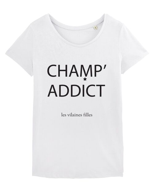 Tee-shirt col rond champ' addict bio, coton bio, blanc