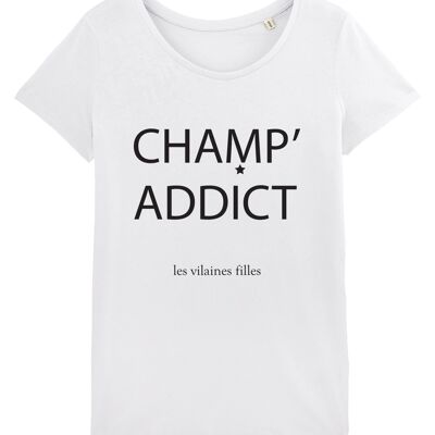 T-shirt girocollo campione 'addict organico, cotone biologico, bianco