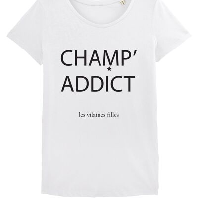 T-shirt girocollo campione 'addict organico, cotone biologico, bianco