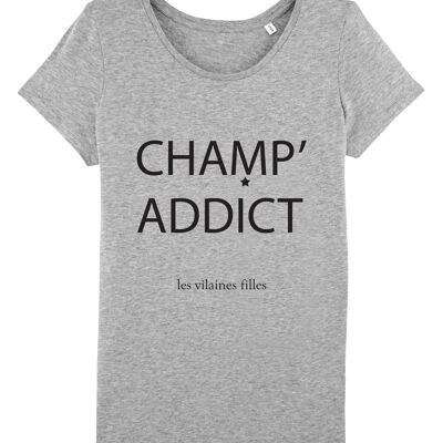 Tee-shirt col rond champ' addict bio, coton bio, gris chiné