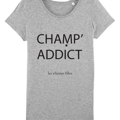 T-shirt round neck field 'addict bio, organic cotton, heather gray