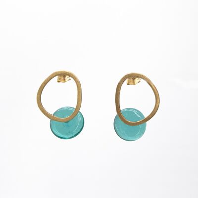Boucles d'oreilles faites main avec verre de Murano vert turquoise transparent collection Aeria