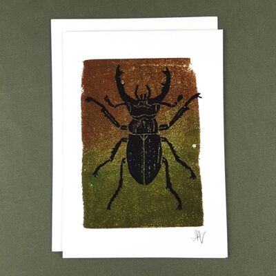 Stag Beetle I Print Tarjeta de felicitación - Papel reciclado + Donación de caridad