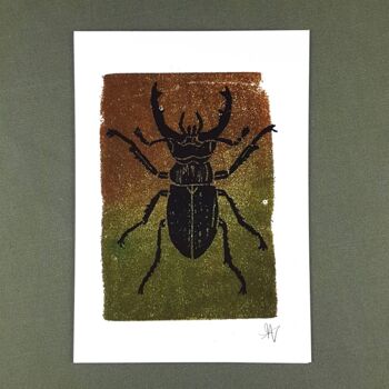 Stag Beetle I Print Carte de vœux - Papier recyclé + Don de charité 2